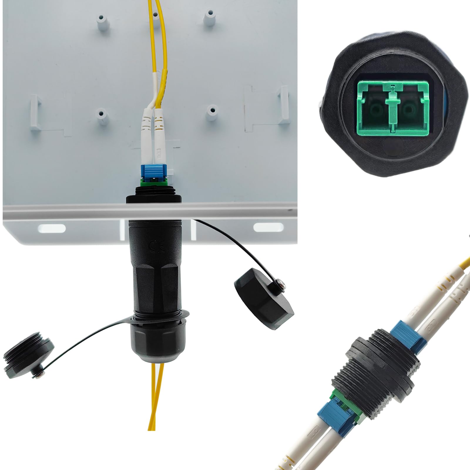 CTRICALVER LC Dual-Core Glasfaserkabelanschluss IP68 – LC-APC Koppler Grün, PA66, -40°C Bis 85°C, Wasserdichter Verschluss Für SFP-Module
