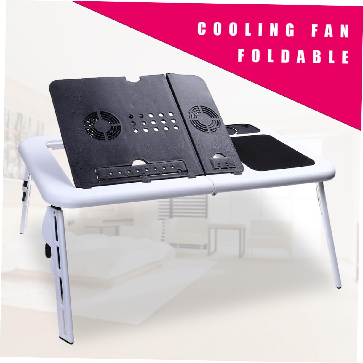 ABOOFAN Support De Bureau Pliable pour Ordinateur Portable avec 2 Ventilateurs Hauteur 0-31 Cm Angle 0-70 Degrés Non Inclus Câble USB