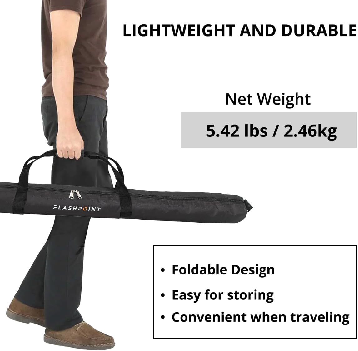 Flashpoint Pro Heavy-Duty Air-Cushioned Light Stand (White, 13')