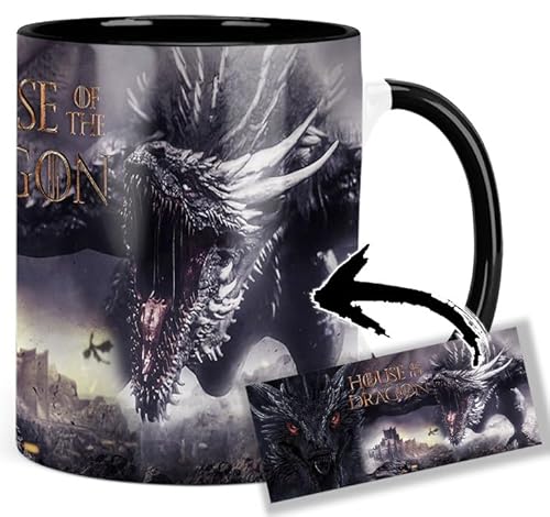 Game Of Thrones House Of The Dragon Taza Interior y Asa Negra Ceramica Mug