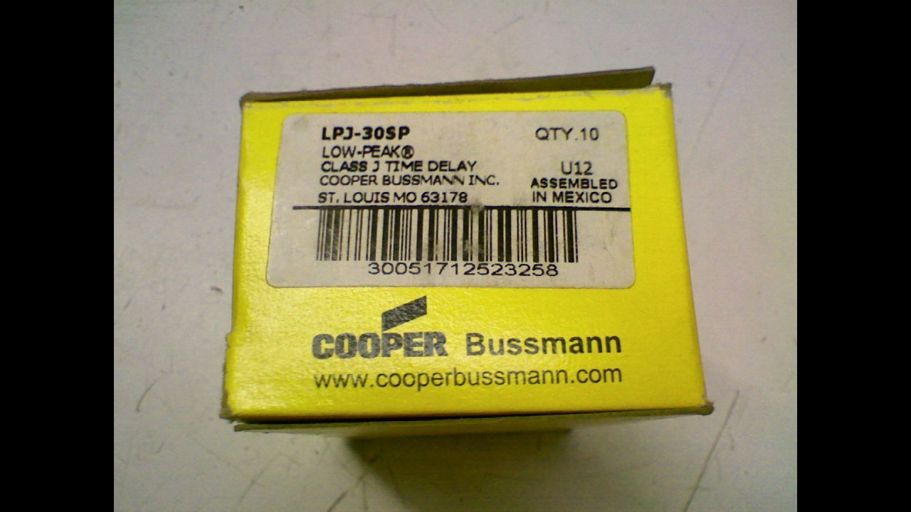 COOPER BUSSMANN LPJ-30SP - Pack of 10 - Low-Peak Dual-Element Fuse LPJ-30SP - Pack of 10 -