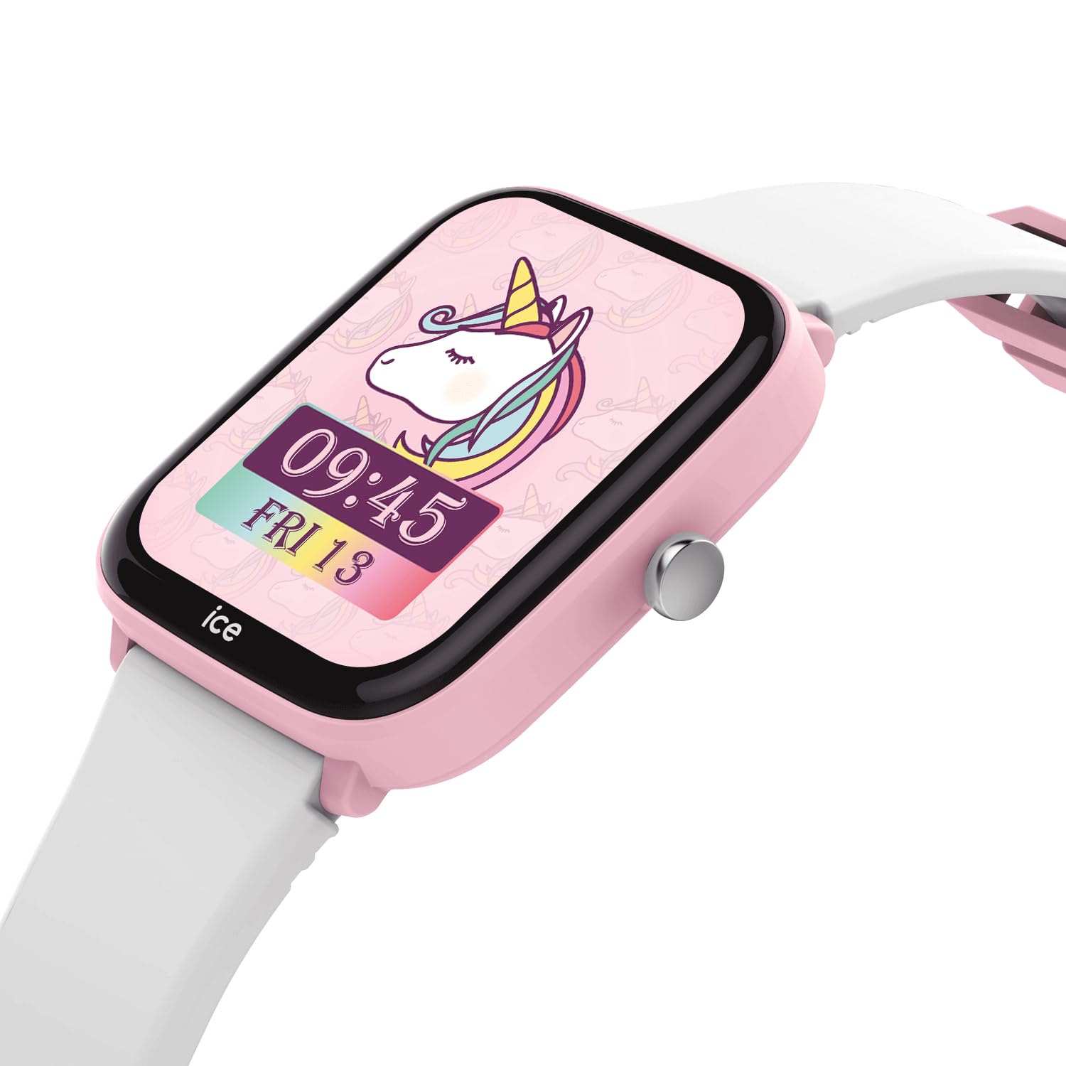 ICE-WATCH - Ice Smart Junior 3.0 Pink White 1.75 AMOLED - Montre connectée rectangulaire Rose pour Fille avec Bracelet en Silicone - 024297 (1.75 Pouces)