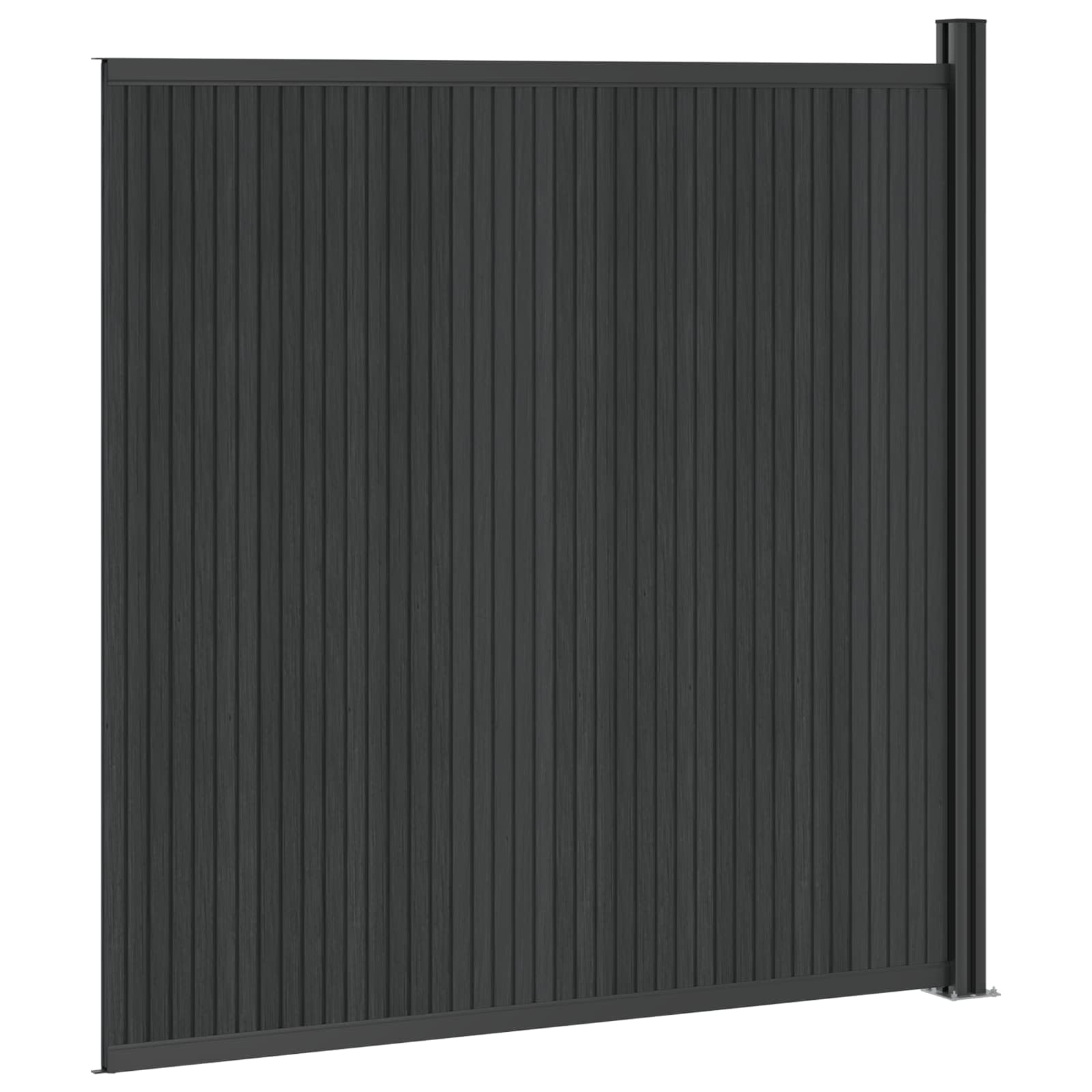Panneau de clôture WPC et aluminium noir 173 x 186 cm pour jardin extérieur terrasse balcon piscine, barrière rigide composite PVC bois métal, occultation séparation intimité