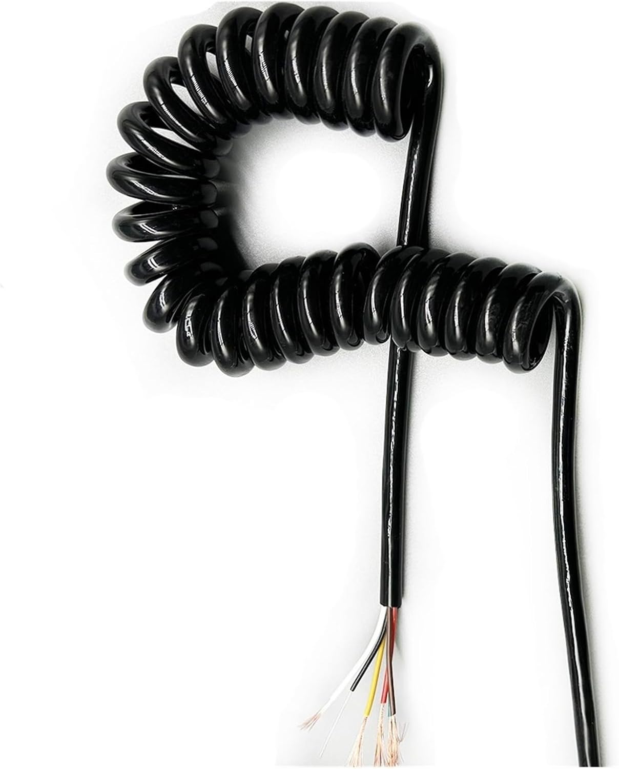 Retractable Spring Coiled Extension Cord ， 20AWG 5 Core Telescopic Spiral Cord Copper Spring Wire Elastic Shrinkable Power Extension Cable(Stretch 2.5 Meter)