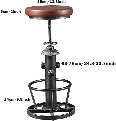 Miniatura 2 de Taburetes de bar giratorios industriales para isla de cocina, sillas de comedor, asiento de poliuretano, altura ajustable de 25 a 31 pulgadas