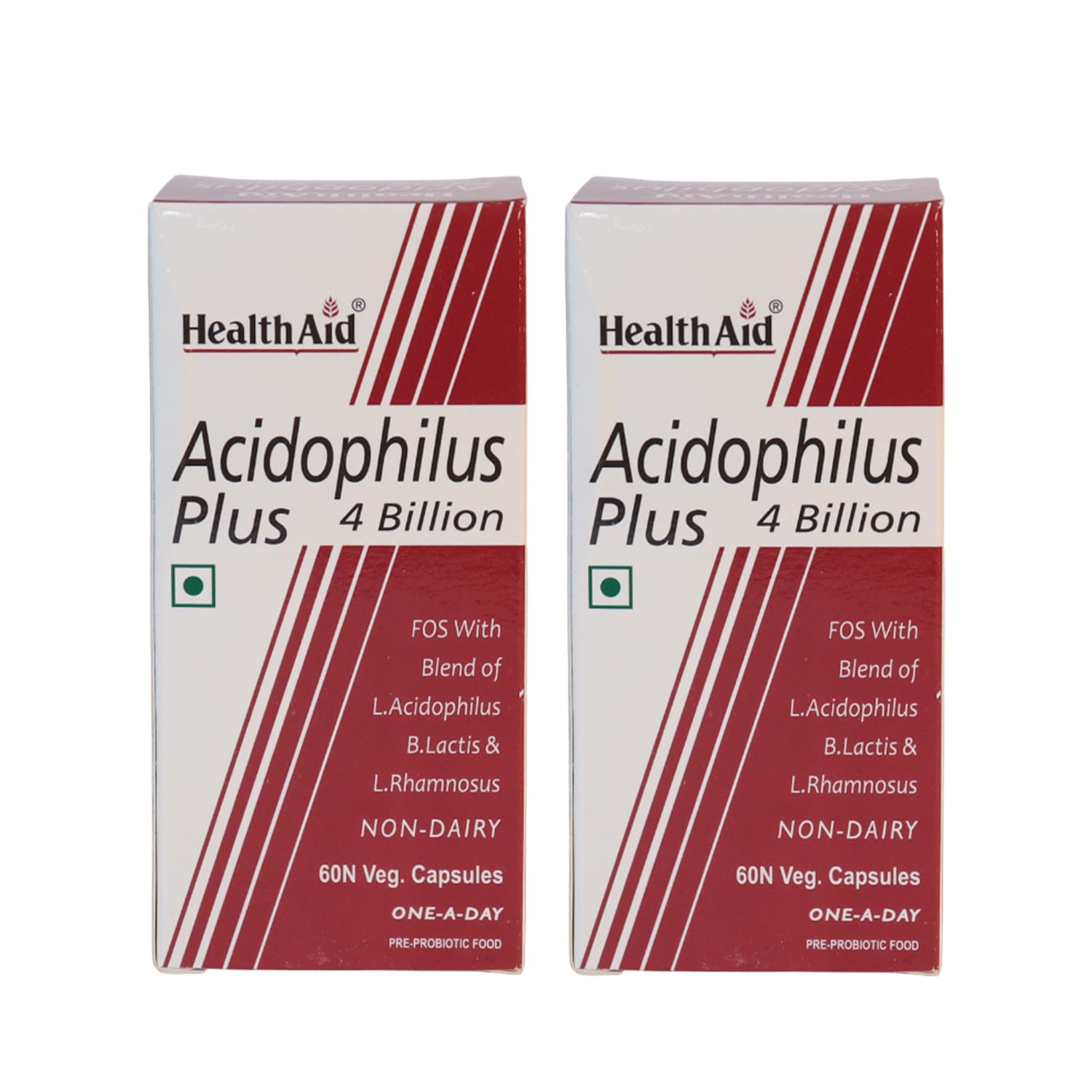 HealthAid Acidophilus Plus 4 Billion CFU – Pack of 2 (120 Veg Capsules) | Probiotic Supplement for Gut Health, Digestive Balance & Immune Support