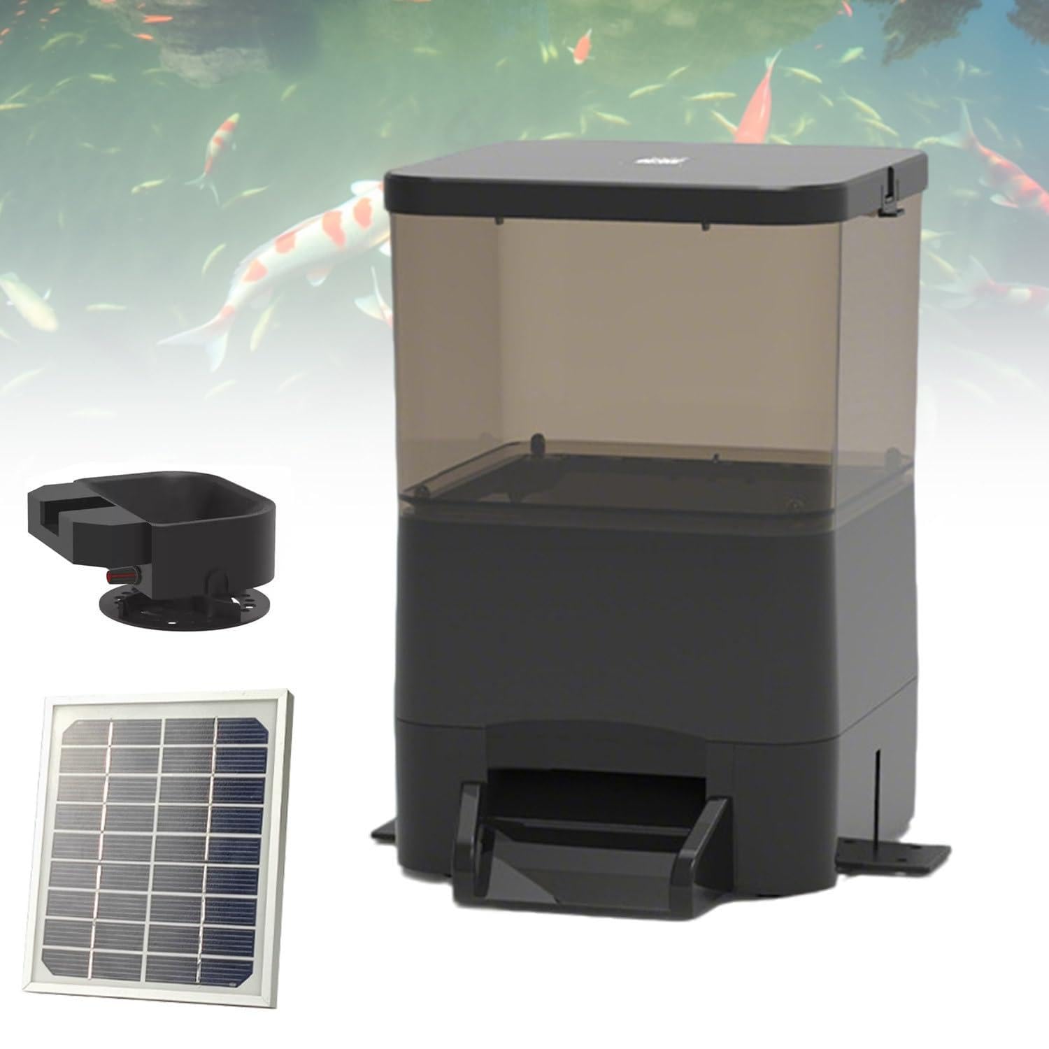 Alimentador automático de peces para estanques que evita el exceso de comida