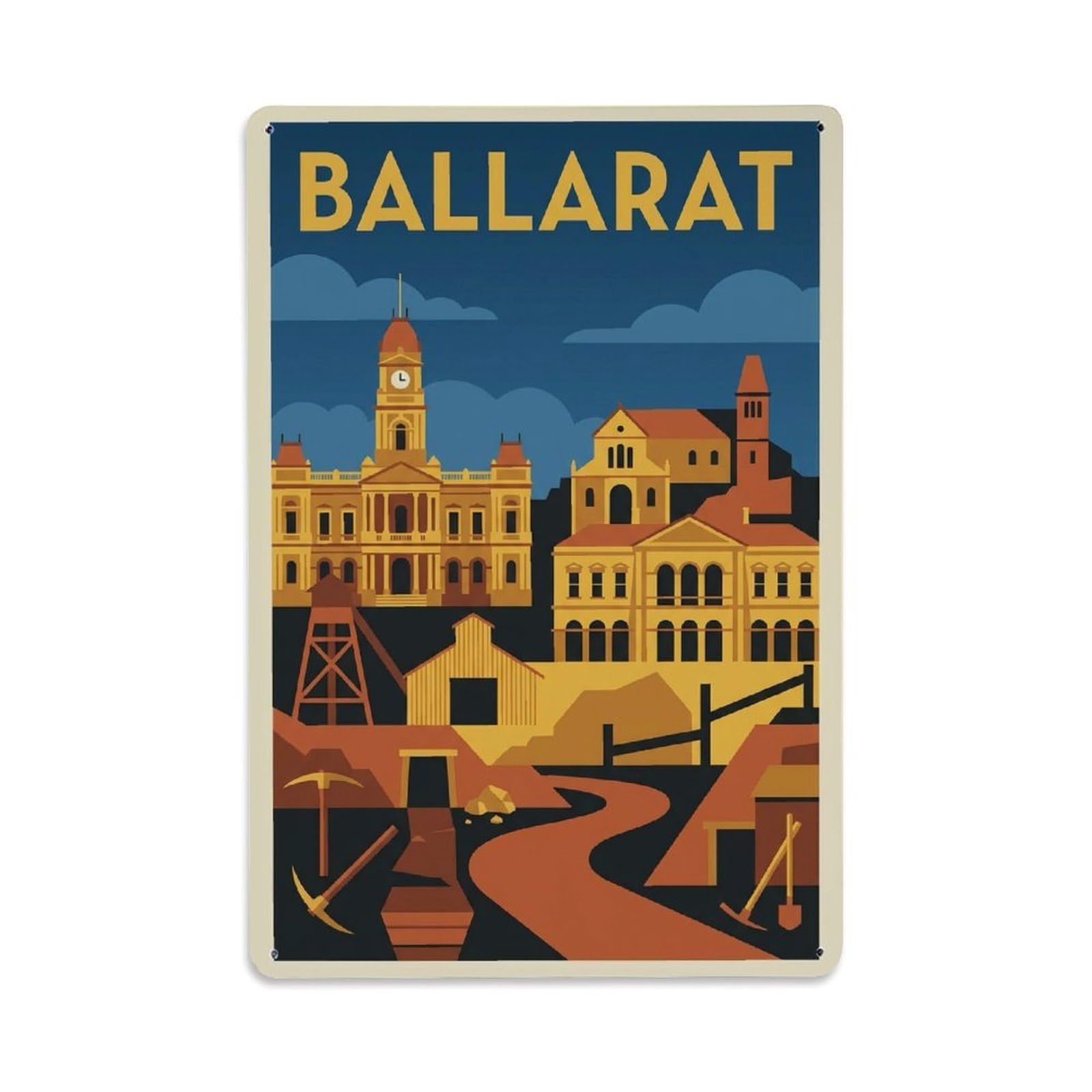 Metal Tin Sign Vintage Travel Australia Ballarat
