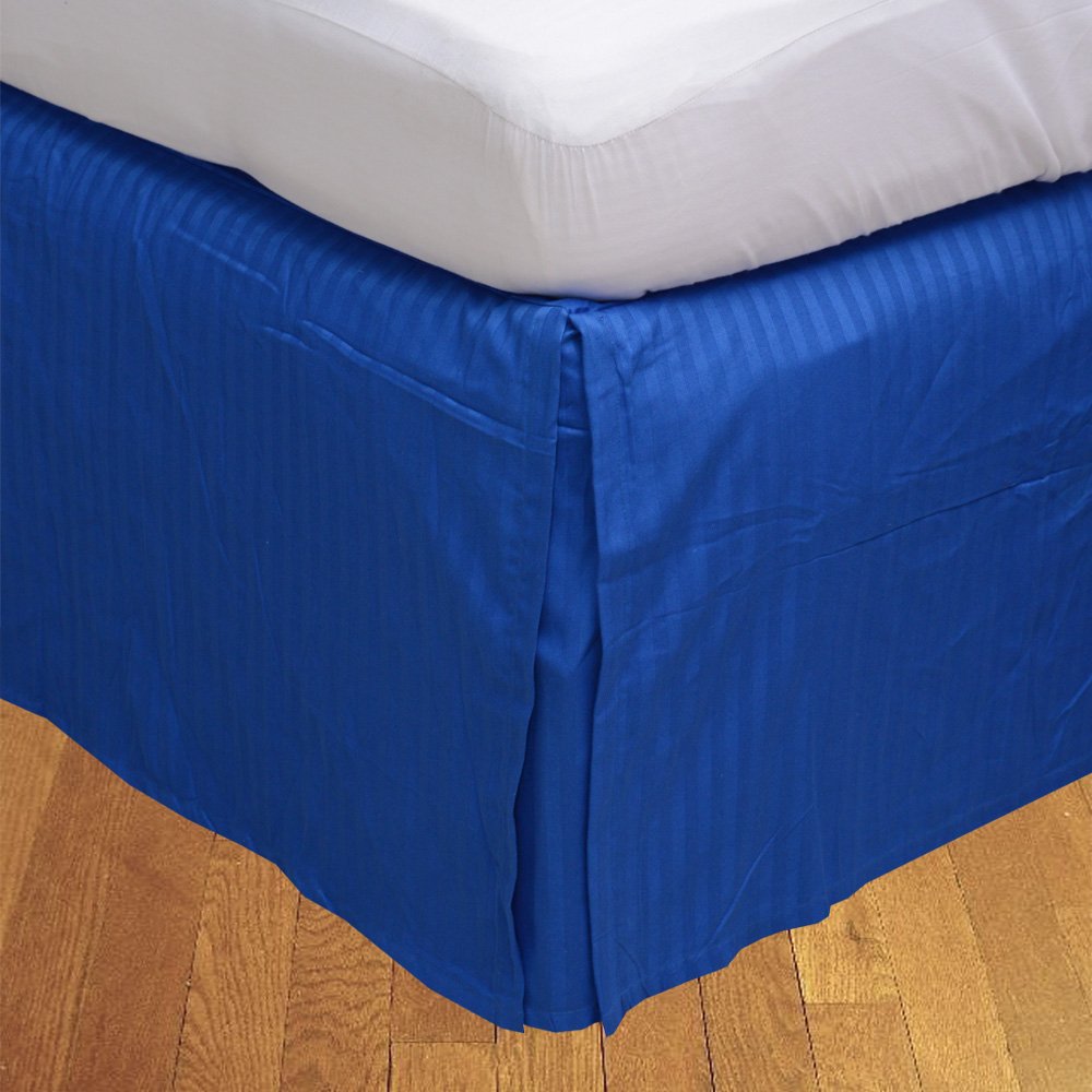 Buy BudgetLinen (1 Box Pleated Bed Skirt Only,Royal Blue Stripe, Short