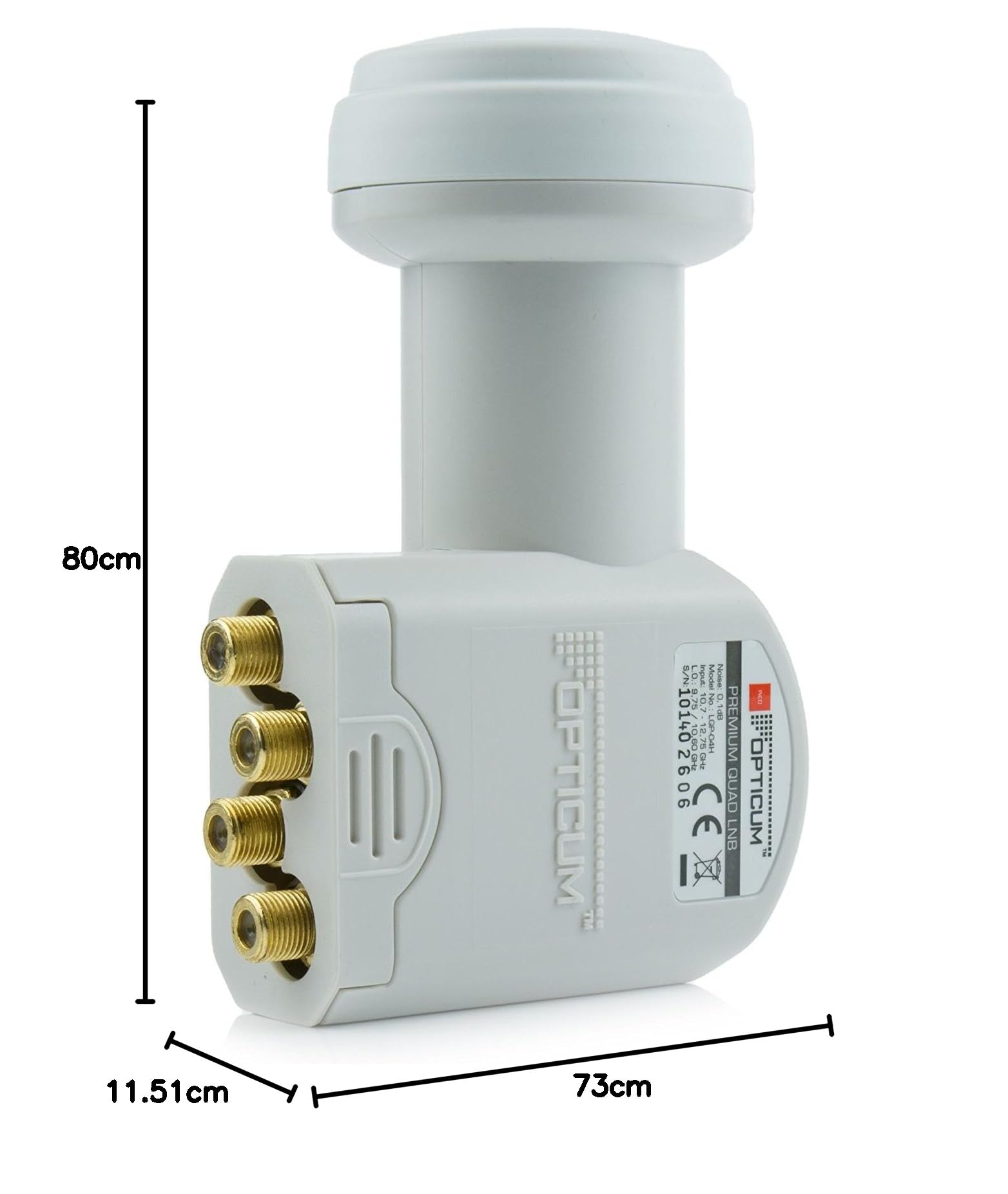 OPTICUM QA80 Parabola 80 cm con staffa LNB & Quad LNB LQP 04H - 4K HD & 3D - Parabola in acciaio resistente alle intemperie - Sistema satellitare per 4 partecipanti - antracite