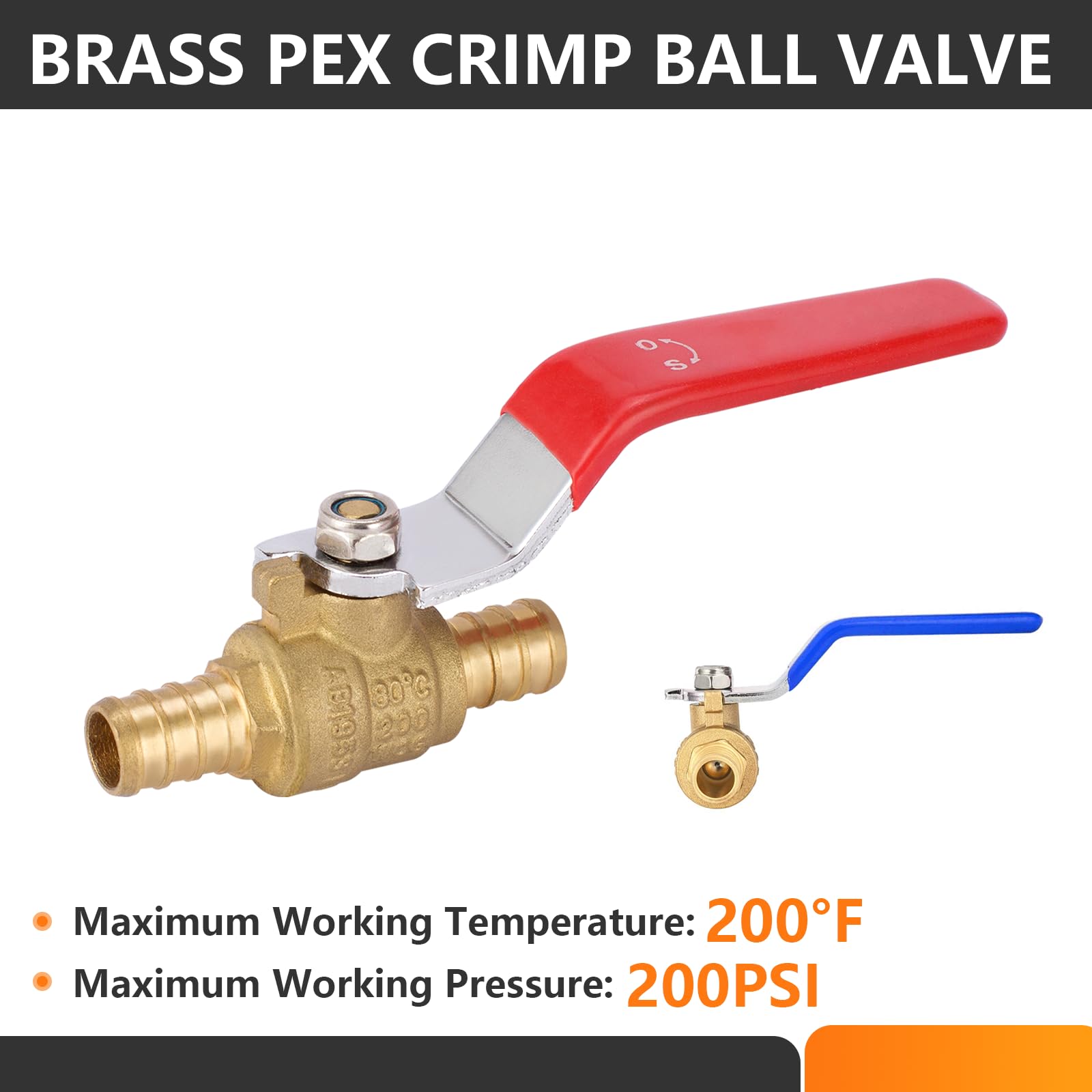 PEX-A Expansions-Kugelhahn Mit Tropfenohr – 4 Stück, Rot/blau, Für Heiß- & Kaltwasser