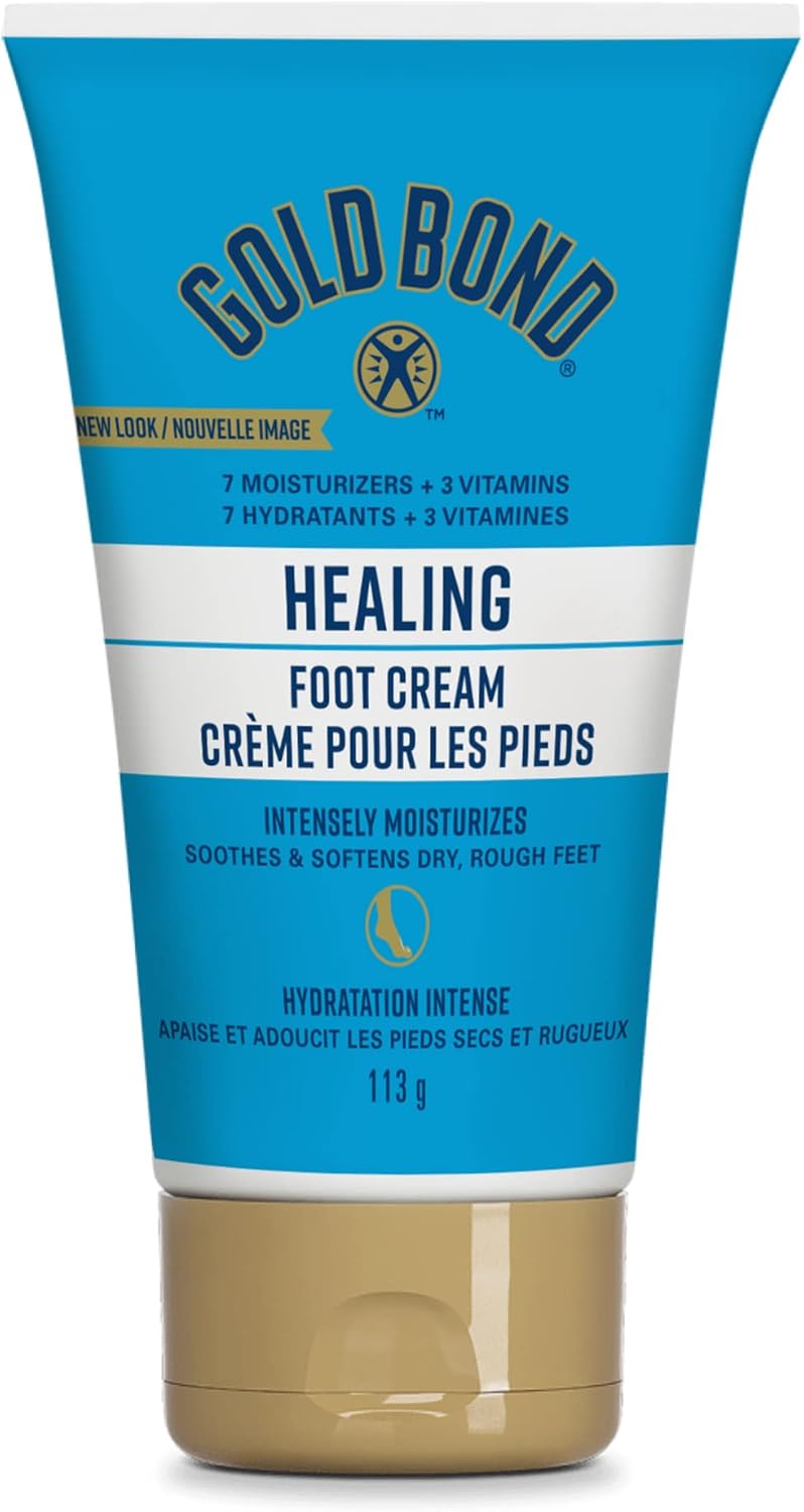 Gold Bond Healing Foot Cream, 113g Tube, Non-Greasy Moisturizing Foot Cream for Dry Cracked Feet and Heels With Jojoba, Aloe and Vitamin A, E and C