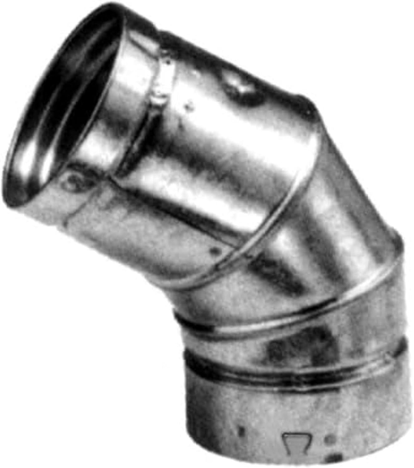 Selkirk 4" Diameter Adjustable Elbow, Type B Gas Vent 45/60 Aluminum Double Wall Accessory with Lock Tab - 360 Degree Flexibility, 104222