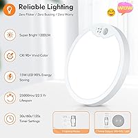 Vista 6 de Brightever Lámpara de Techo con Sensor de Movimiento de 7 Pulgadas Cableada, 15W 1500LM Lámpara de Techo Empotrada, Ultra Delgada 0.67 Pulgadas