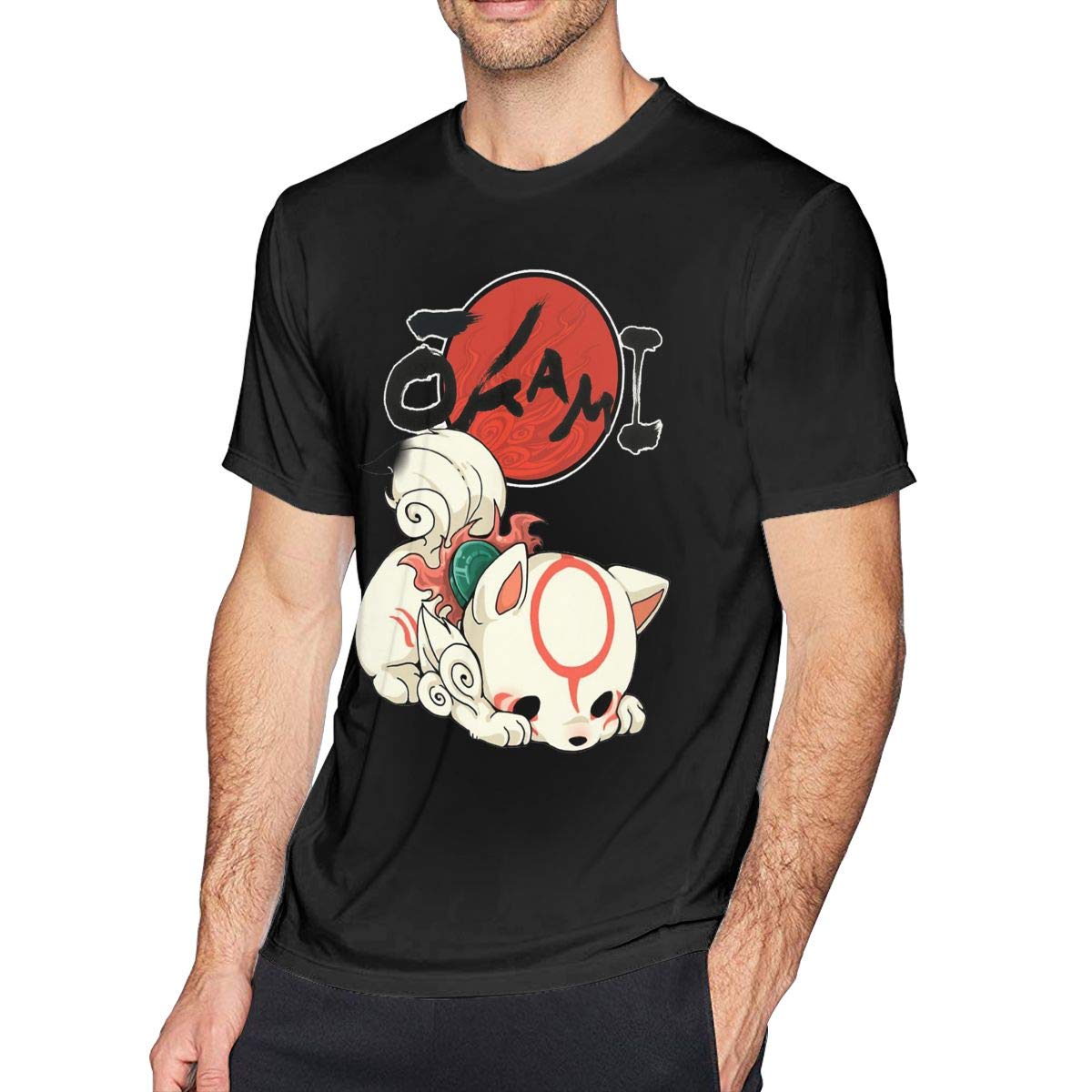 Celin Okami Amaterasu Chibi Short Sleeve Tees T-Shirt for Men Black