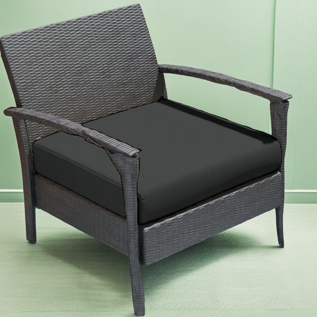 A ATH COLLECTION Seat Pads Cushion for Rattan Garden Furniture 100% Water Resistant Garden Patio Chair Cushions Kitchen Dining Living Room Coffee Shop ALL-PURPOSE Use (Gray, 24"X24"X4")