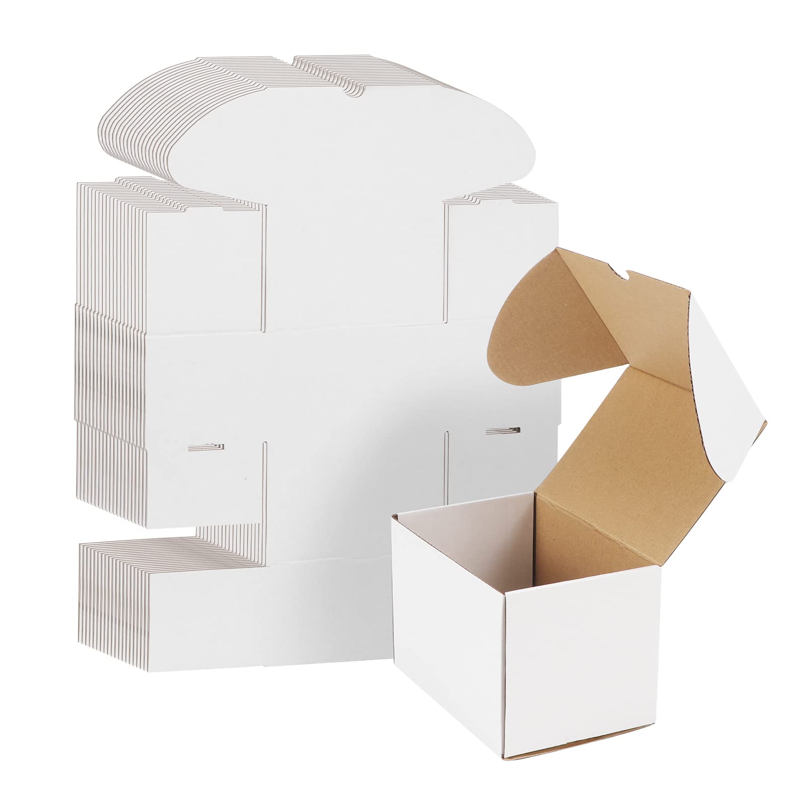 EYMPEU 15.3x10.2x10.2cm(6X4X4in) Cajas de Carton, 20 Pack Blanco, Cajas Pequeñas de Cartón Ondulado Kraft.