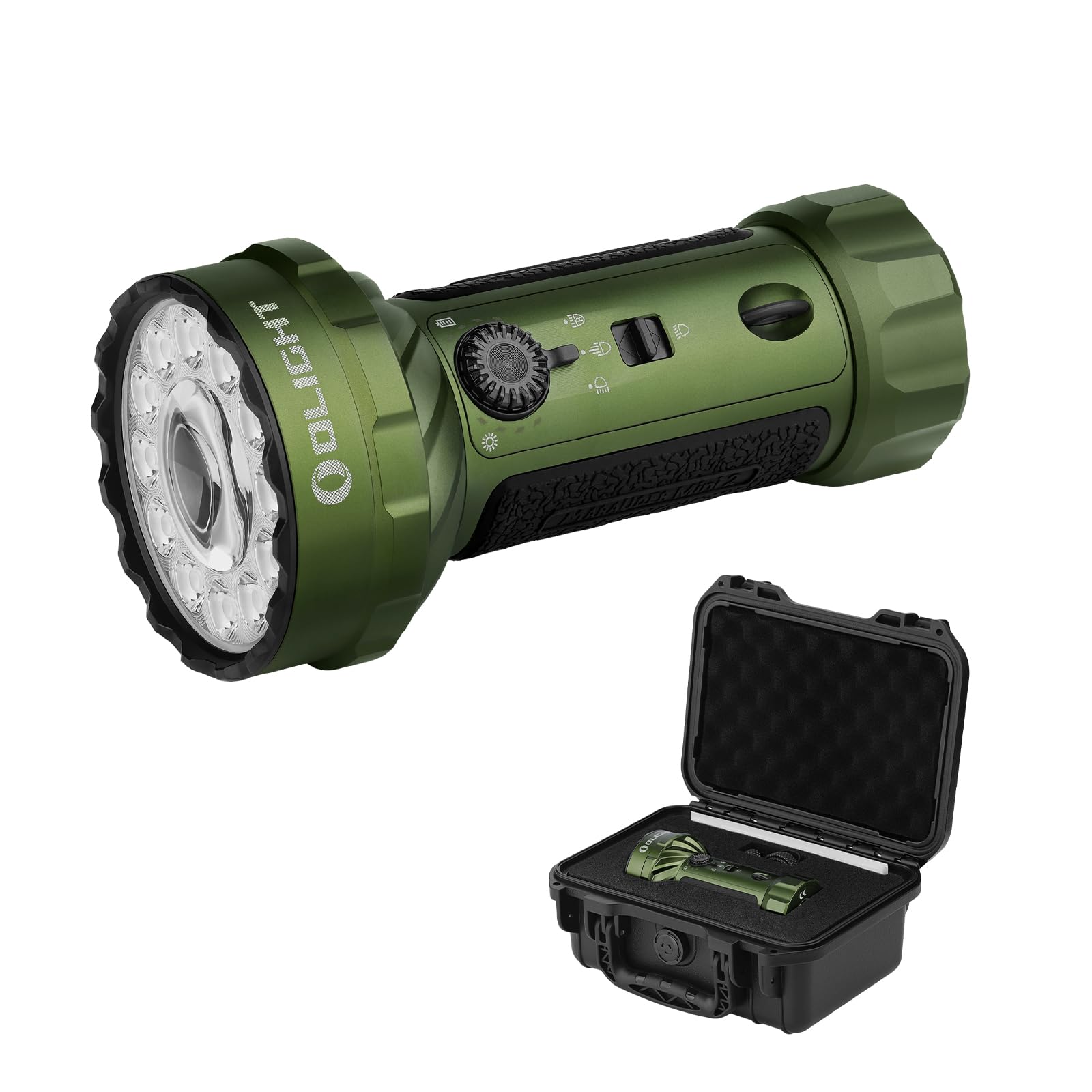OLIGHT Marauder Mini 2 LED extrem helle Taschenlampe 10000 Lumen 750 Meter, USB-C aufladbare Taschenlampen mit 5Lichtmodi, IPX8 Handlampe mit Flut-und Fokussiertes Licht für Outdoor Camping (OD Green)