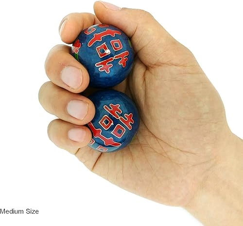 Miniatura 3 de Bolas de Baoding Double Happiness con soporte de bambú (tamaño grande de 2 pulgadas)