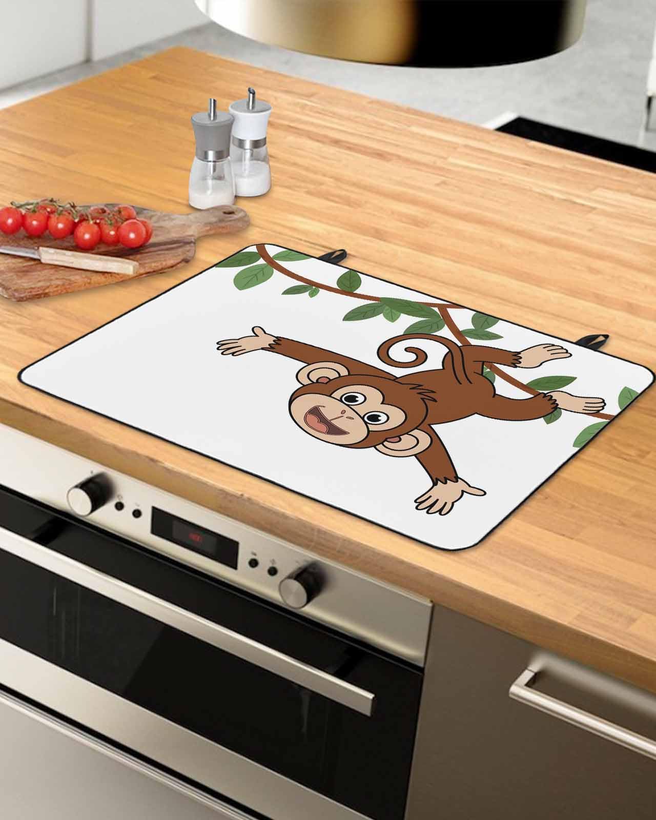 Stove Cover for Electric Stove, Monkey Animal Vine Monkeys Cartoon Decoration Stove Top Cover for Glass Top, Heat Rubber Mat Foldable Cooktop Cover Top Protector, 28.5
