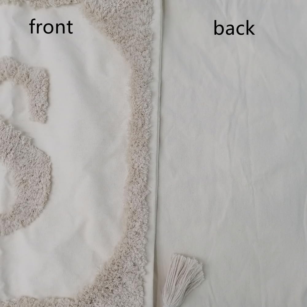 YHYanHui Federa per cuscino con nappe, 45 x 45 cm, in tela di cotone, trapuntata, con lettera dell'alfabeto L, per divano, camera da letto, federa decorativa con cerniera, monogramma