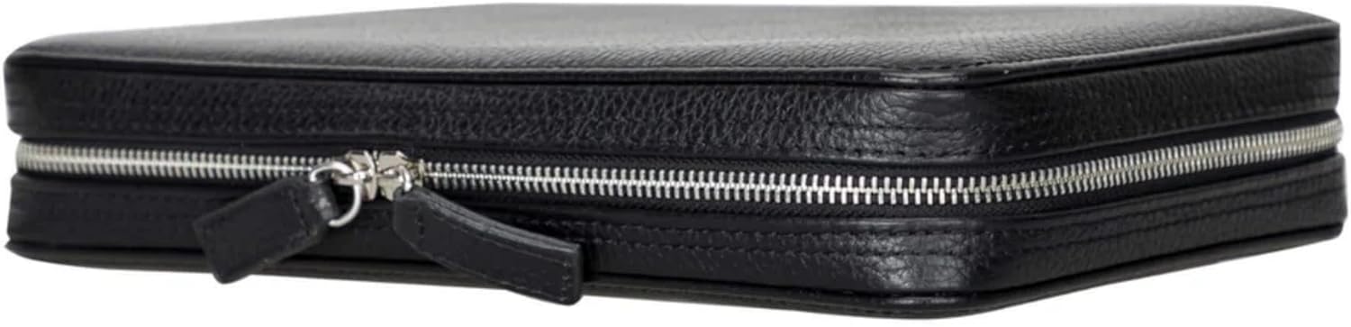 Medicine Handmade Leather Cable Organizer Bag – Full-Grain Leather Travel Tech Case for Cords, Chargers & Accessories – Zippered Storage for Men & Women (Black)