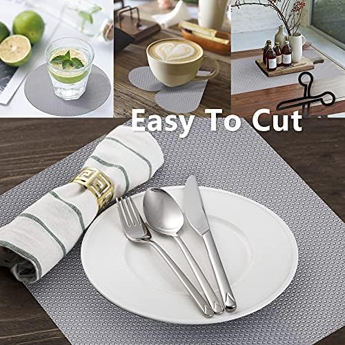 Kitchen Drawer Liners Non-Adhesive Shelf Liners For Home Office Cabinets Shelves Tabletops, Washable Cupboard Liners 34.3x610cm, Silver Grey