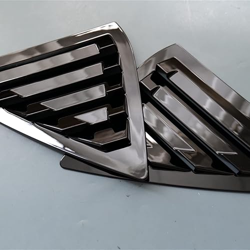 Miniatura 7 de ZiWen 2 rejillas de ventana de un cuarto de color negro brillante estilo deportivo para Nissan Sentra 2013-2019 (negro brillante)