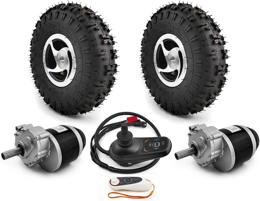 Dual 10 Inch Wheel 120RPM 24V 700W Carry Garden Lawn Mower Tool Cart Brushed Gear Motor Kit (10 inch no controller)
