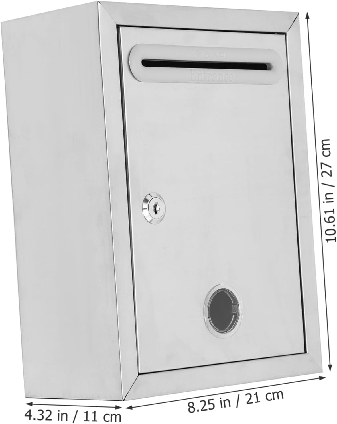 LIFKOME Stainless Steel Wall Mount Locking Suggestion Box with Security Lock Outdoor Mail Storage Capacity Letter and Magazine Holder for Home and Office