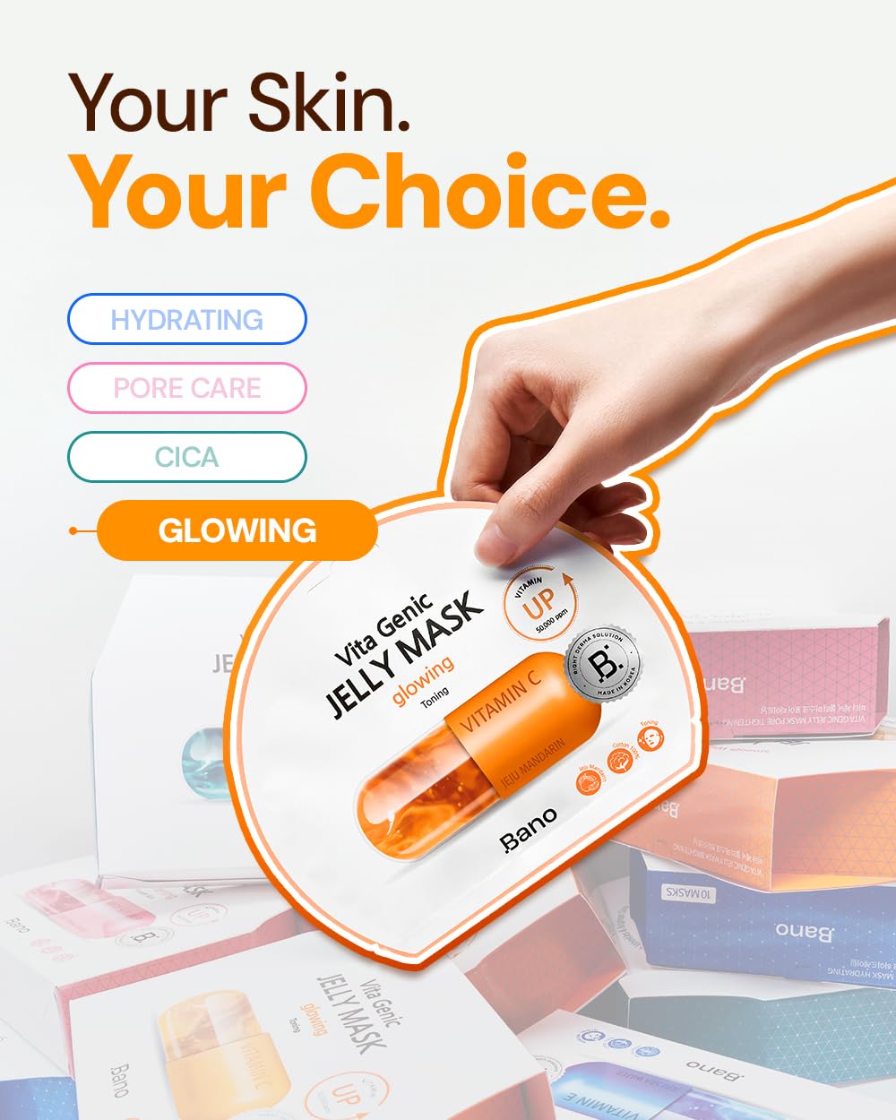 Vita Genic Jelly Face Glowing Mask 10EA – Hydrating Sheet Mask for Sensitive Skin, Korean Glass Skin Care with Vitamin C, Biotin & Niacinamide, Fragrance-Free - Image 7