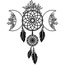 LIYOUYA Moon Flowers Dream Catcher Metal Wall Decor - Bohemian Room Decor Black Wall Art Home Decor for Living Room, Bathroom, Bedroom, Dining Room Black