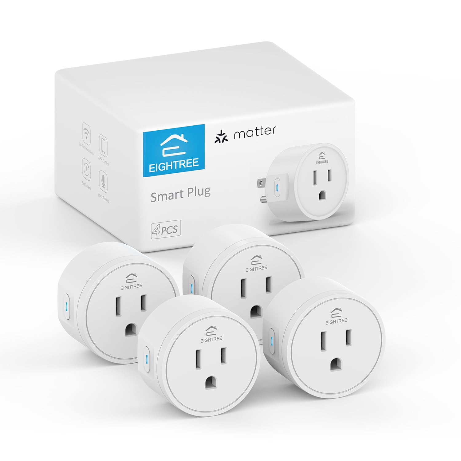EIGHTREE Matter Smart Plug Homekit Supported Hub Required Smart Plugs That Work with Alexa Siri Google Home WiFi