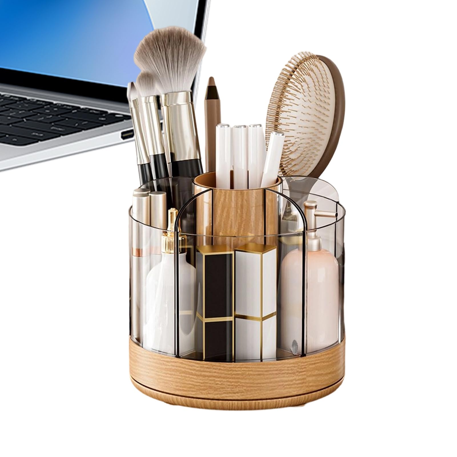 Rangement de maquillage en acrylique transparent haut de gamme avec rotation 360 degrés