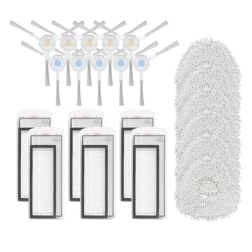 CTRLZS 22PCS Suitable for T10 Sweeping Robot Accessories Side Brush Filter Screen Rag Mop Cloth