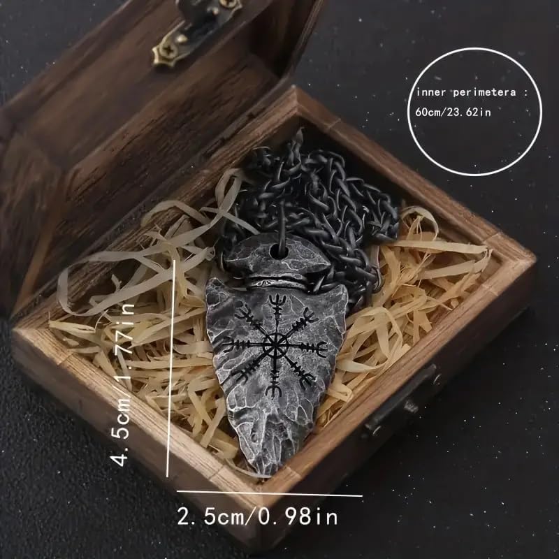 Viking Arrowhead Pendant Necklace with Vegvisir Compass Symbol, Norse Mythology Jewelry, Stainless Steel Chain, Men’s Medieval Amulet - Image 5