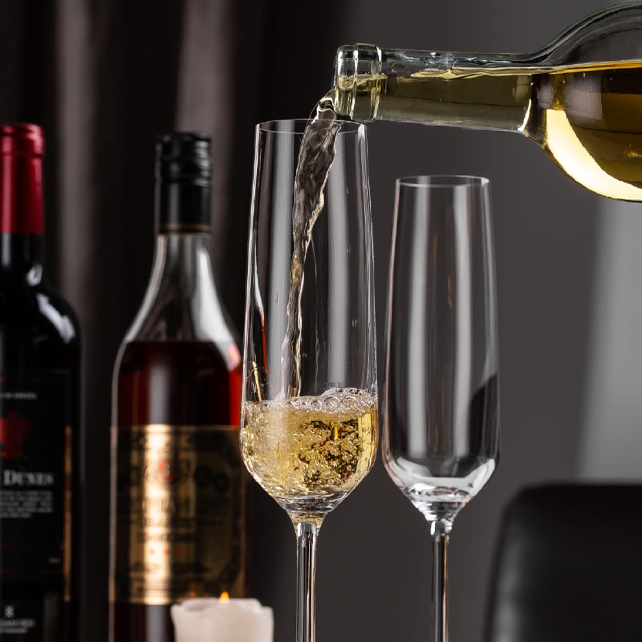 MZP Italin Premium Luxury Stylish Wine Glass,Set of 10, Compatible as Champagne Glass with Stylish and Unique Wine Glass, Long Champ (250 ml, 10)