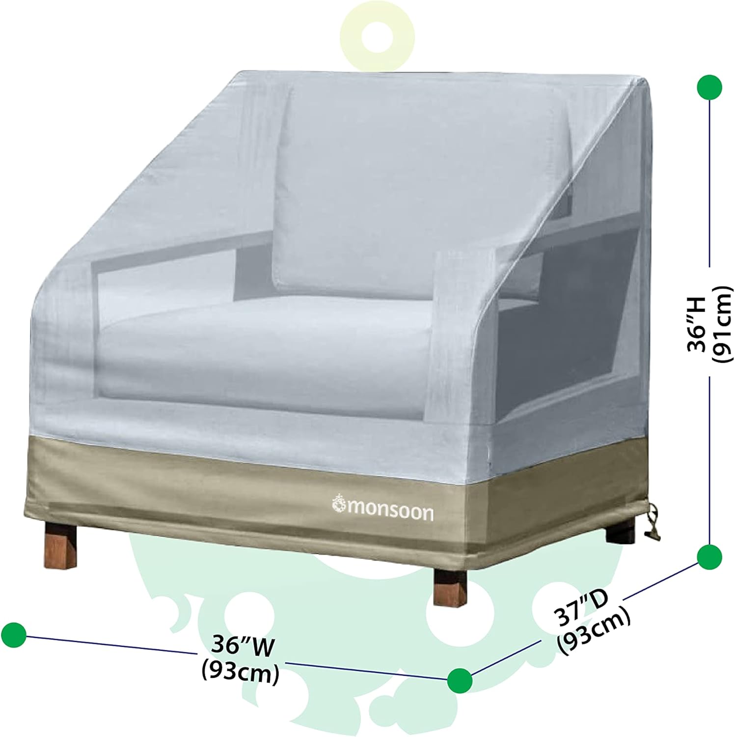 [monsoon] Patio Chair Cover Waterproof Outdoor Lawn Patio Furniture Chair Cover (36") - 2-Pack