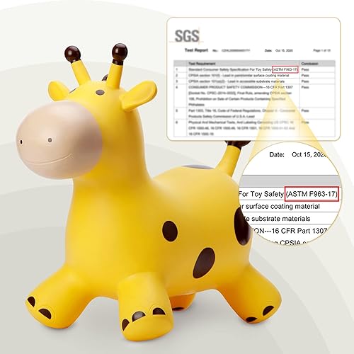 Miniatura 64 de EVERICH TOY Tolva de caballo hinchable de jirafa para niños pequeños, animales saltadores, caballos inflables para montar en gorila, juguetes