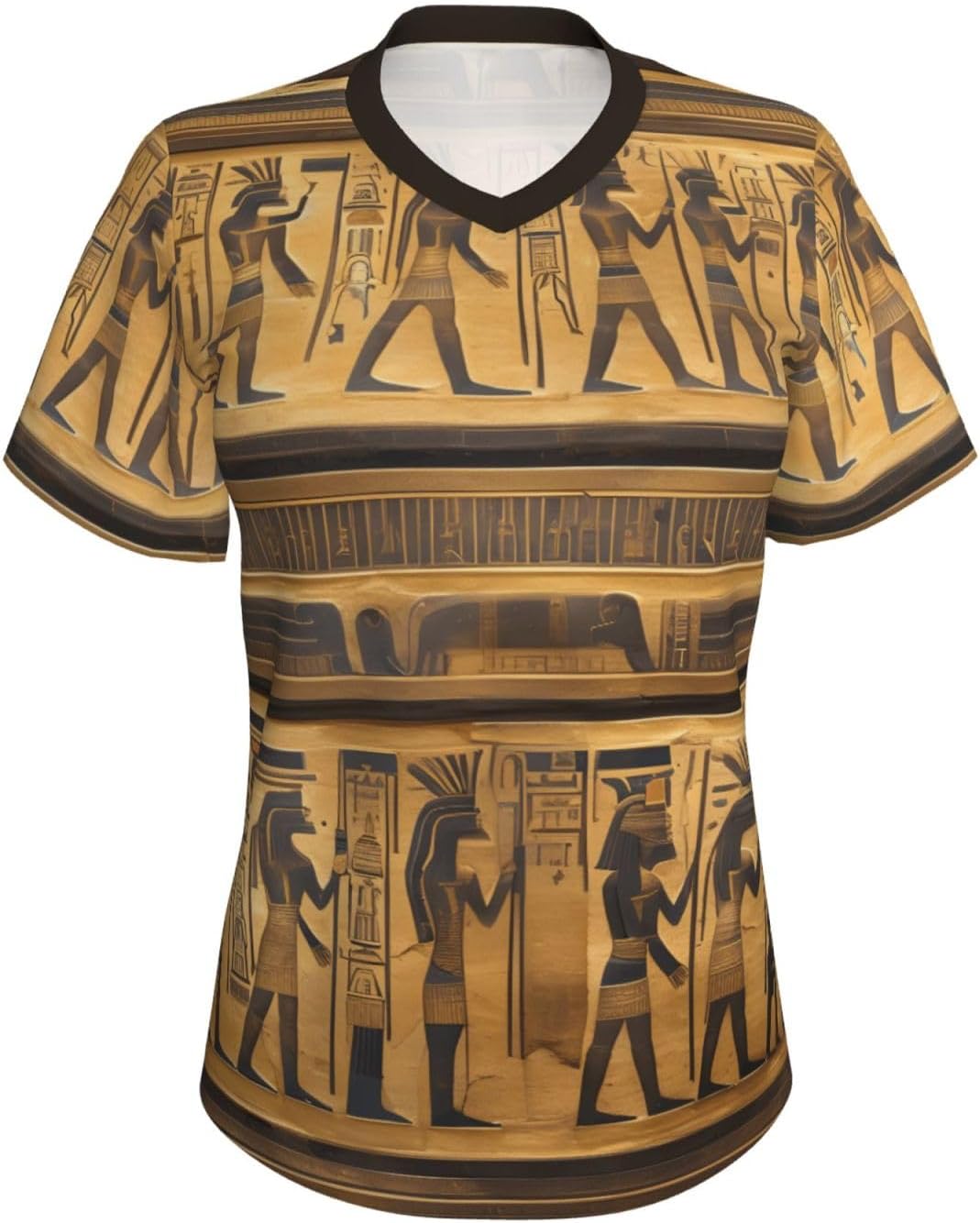 Womens Egypt Hieroglyphics Print Short Sleeve V Neck T-Shirts Casual Breathable Tee Basic Summer Tops 2026