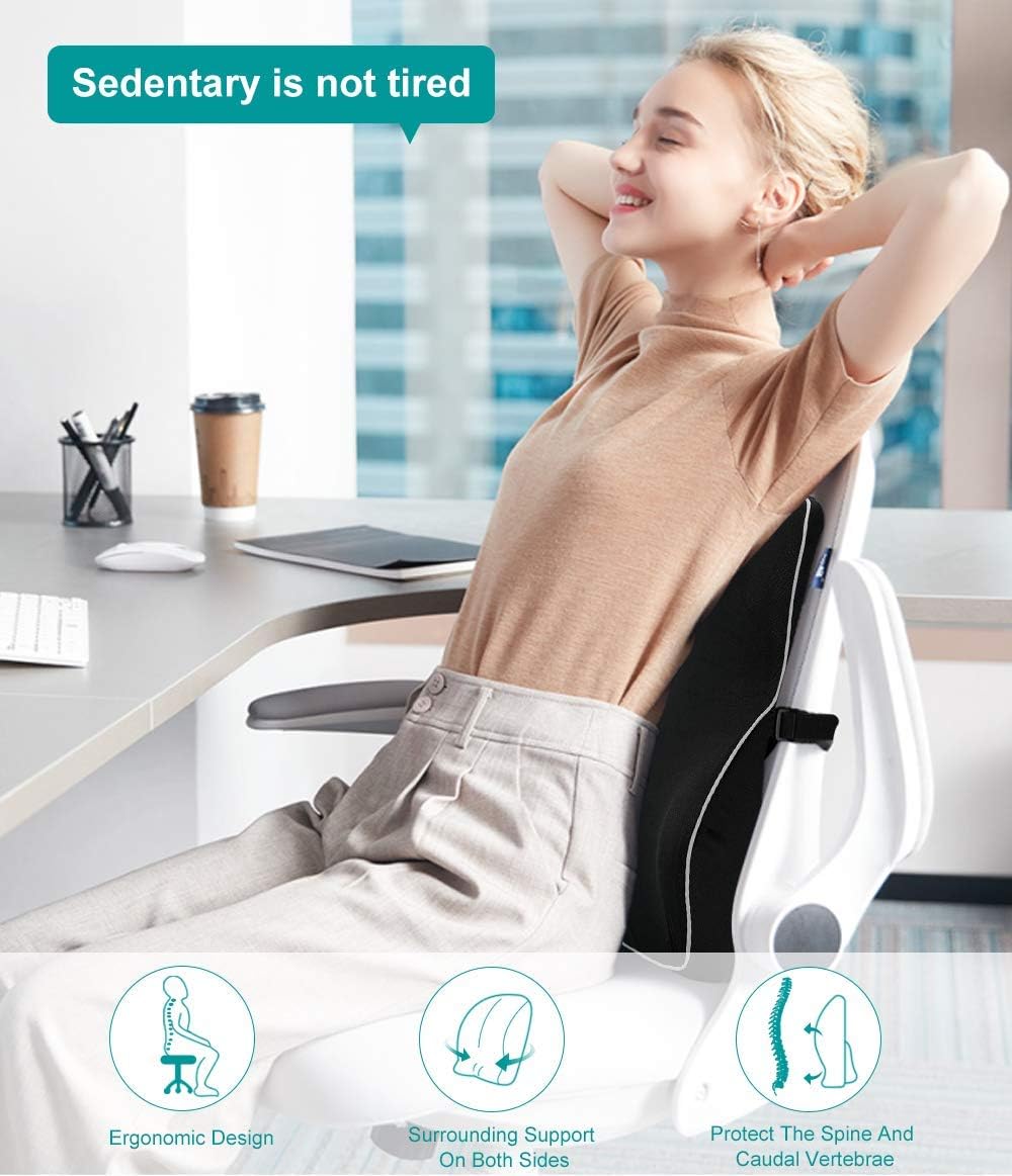 Gugusure Lumbar Support Pillow,Memory Foam Back Cushion with Breathable Mesh for Low Back Pain Relief,Orthopedic Backrest for Car Seat,Office Chair，Wheelchairs and Recliner