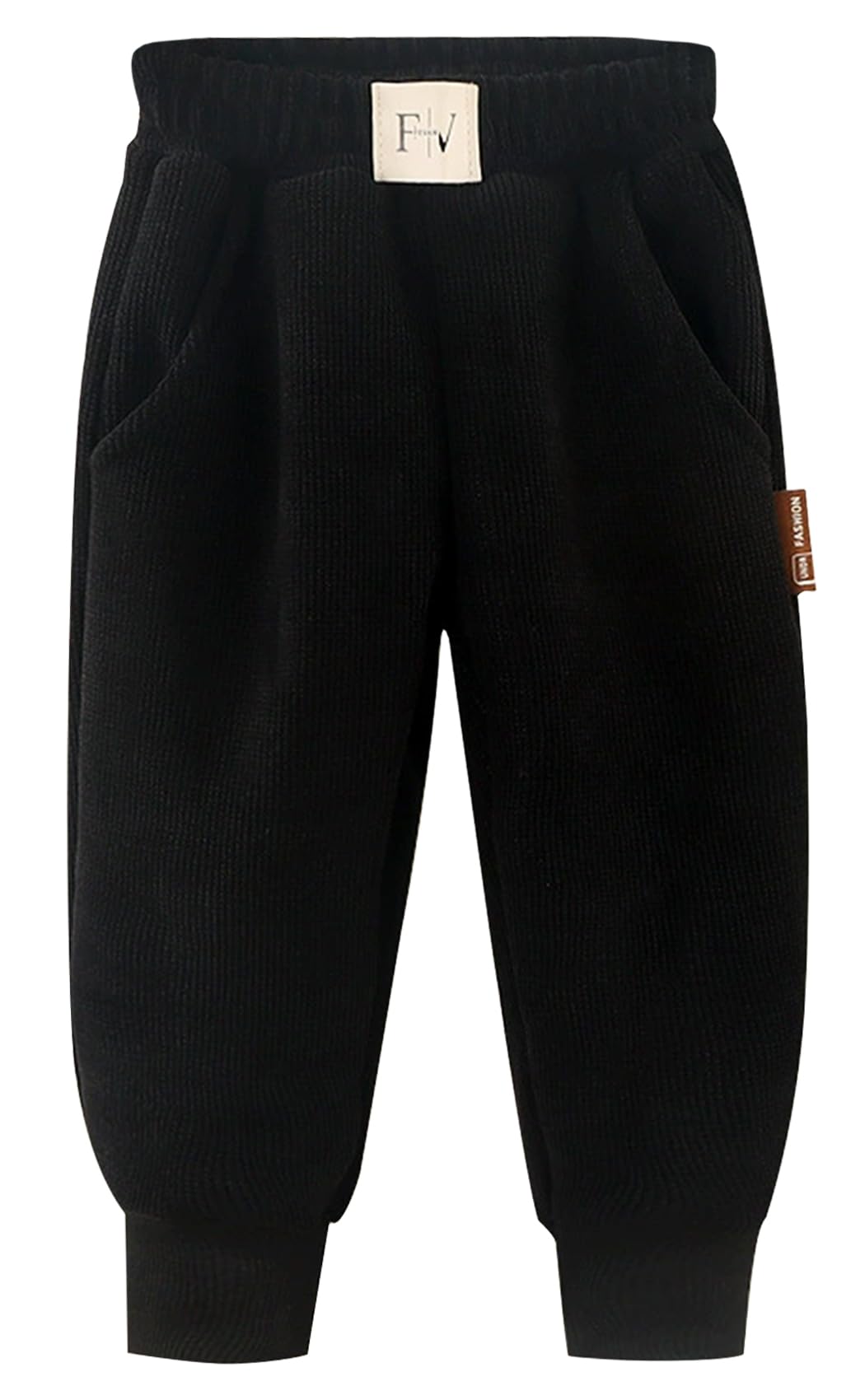 Baby Winter Fleece Liner Jogger Toddler Solid Color Casual Sweatpants Elastic Waist Thermal Pants Warm Regular Fit Trousers with Pockets