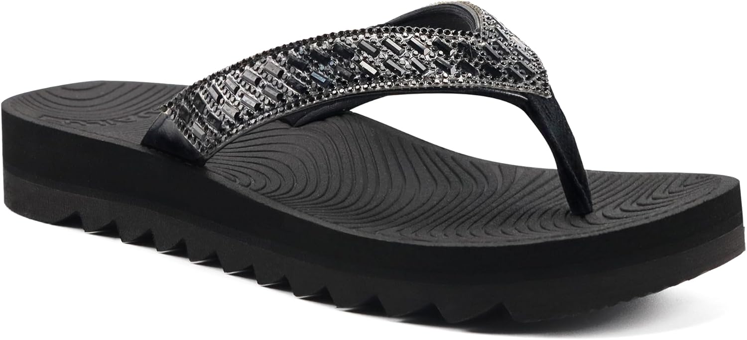 KuaiLu Women's Arch Support Orthotic Flip Flop Sandals