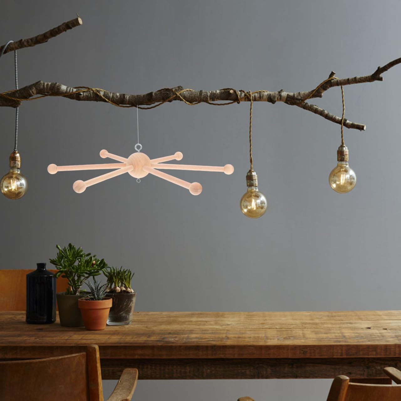 Toddmomy DIY Mobile Hanger for Wind Chime Wooden Frame 6-Legged Ball-Shape Decorative Mobile
