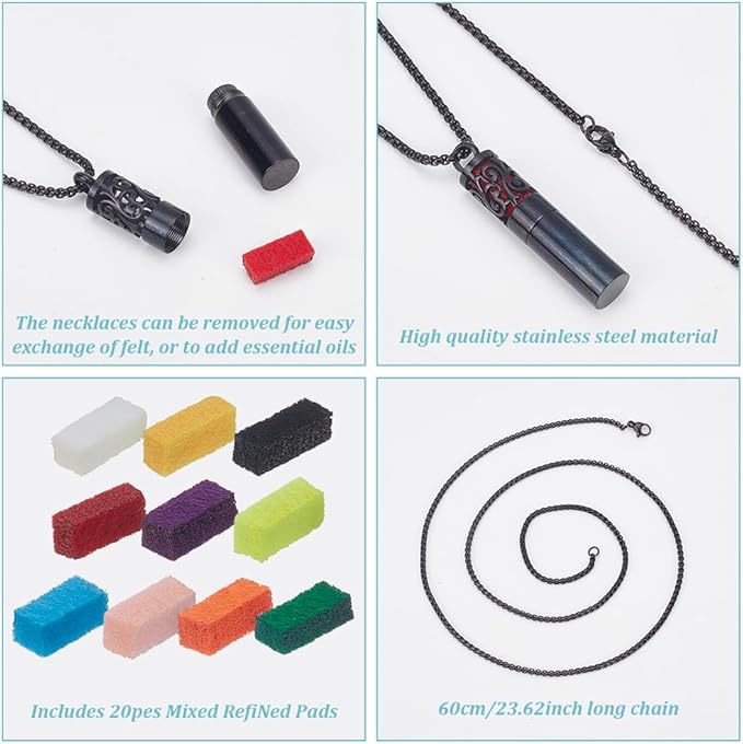 2 Collares Difusor de Aromas Acero Inoxidable con 20 Almohadillas miniatura 4