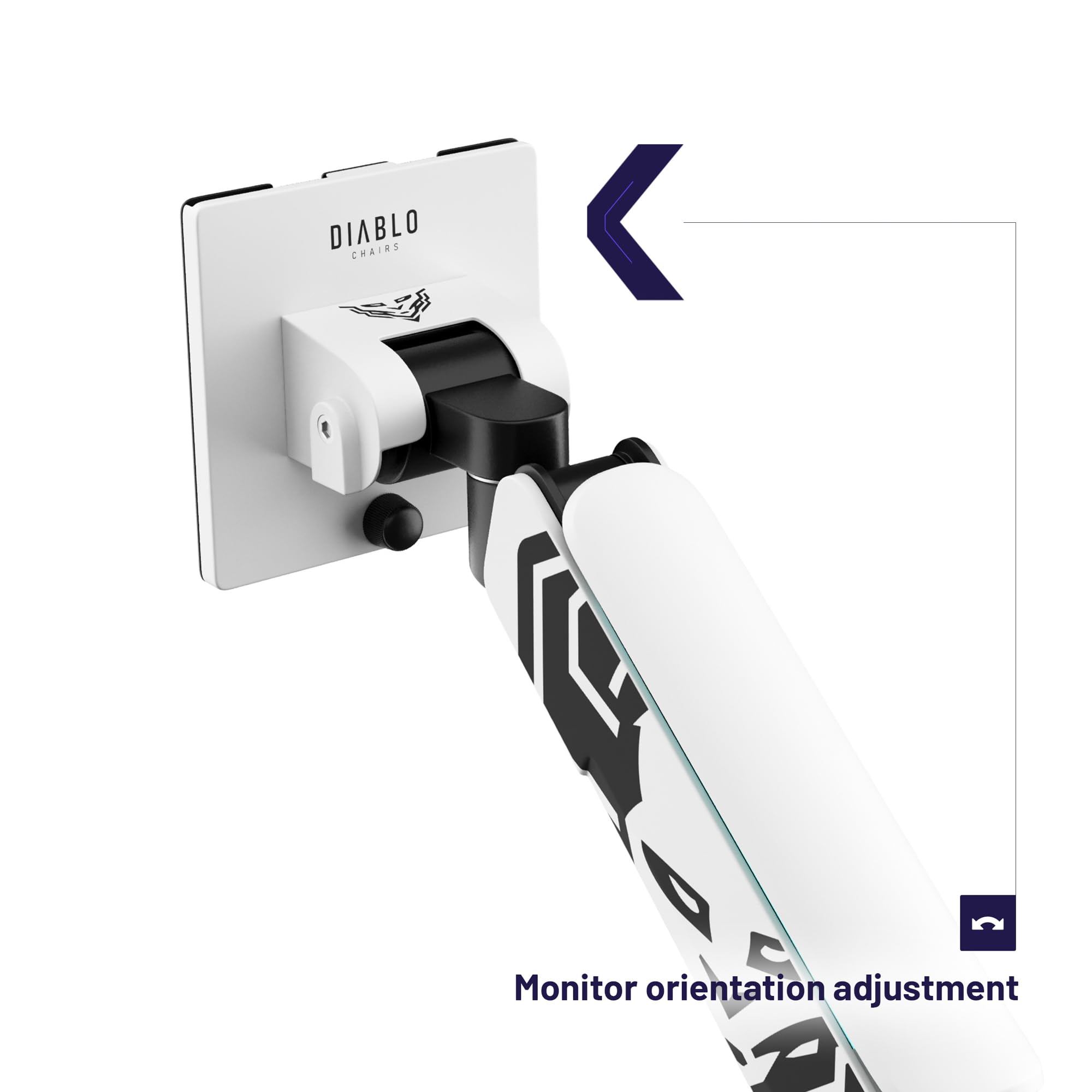 Diablo X-Arm Supporto monitor scrivania Braccio monitor Supporto per schermo da 17 – 49 pollici LED RGB VESA 75 & 100 mm Orientabile Rotazione Gestione cavi Portata fino a 20 kg Bianco-Nero