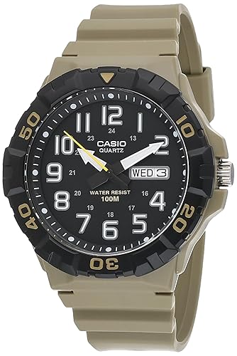 Casio MRW200H Series | Men's Analog Watch | Sporty Design | 100 Meter Water Resistance | Date Display | Rotary Bezel | Regular Time Keeping (HR, Min, SEC, PM, Date, Day) | 3 Year Battery