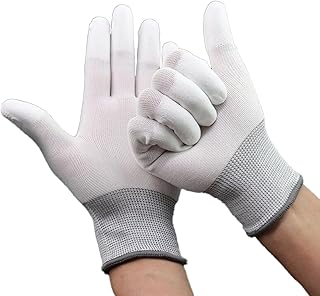 [JUSTVEL] 静電気防止 手袋 軍手 作業用 滑り止め 絶縁手袋 薄手 コーティング 白 12組24枚セット