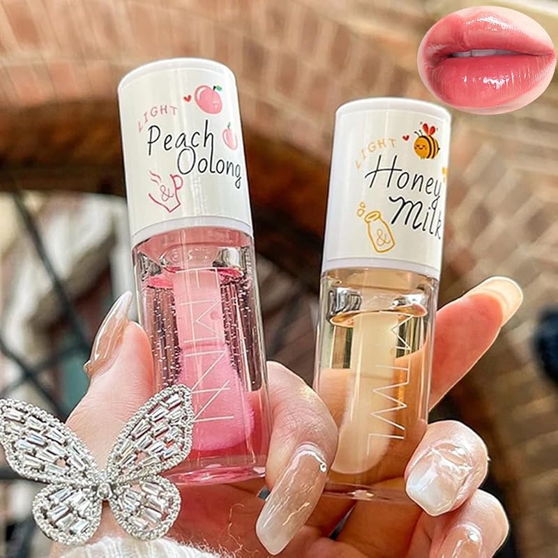 Charm Kiss Óleo Labial com Vitamina E Honey e Peach, 2 unidades