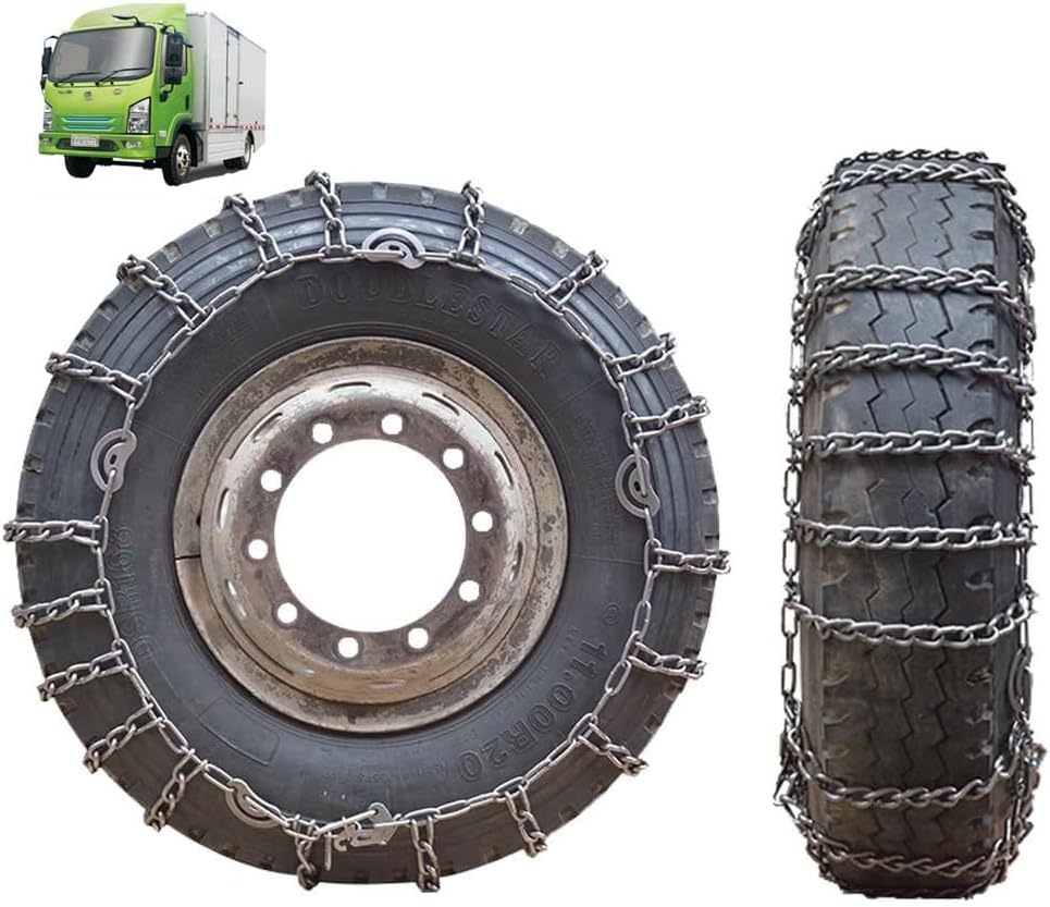 Snow Chains Tire Chains For Cars Suv Pickup Trucks - Quick Fit AND Easy Installation, Reusable Universal Emergency Traction Snow Chains for Kinds of Trucks 225/75R17.5 9mm 9R22.5